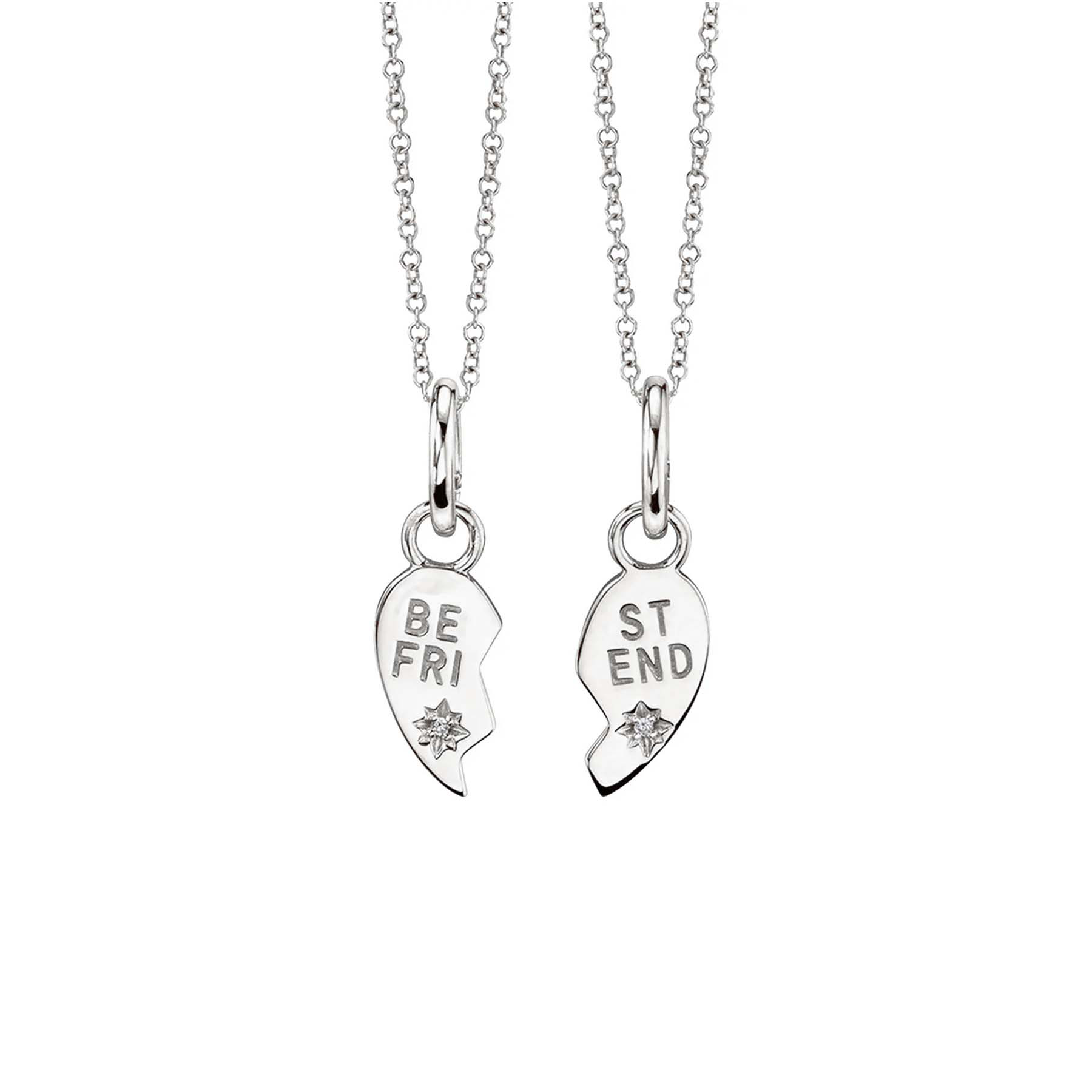 Sterling Silver White Gold Best Friend Necklaces Best Friends