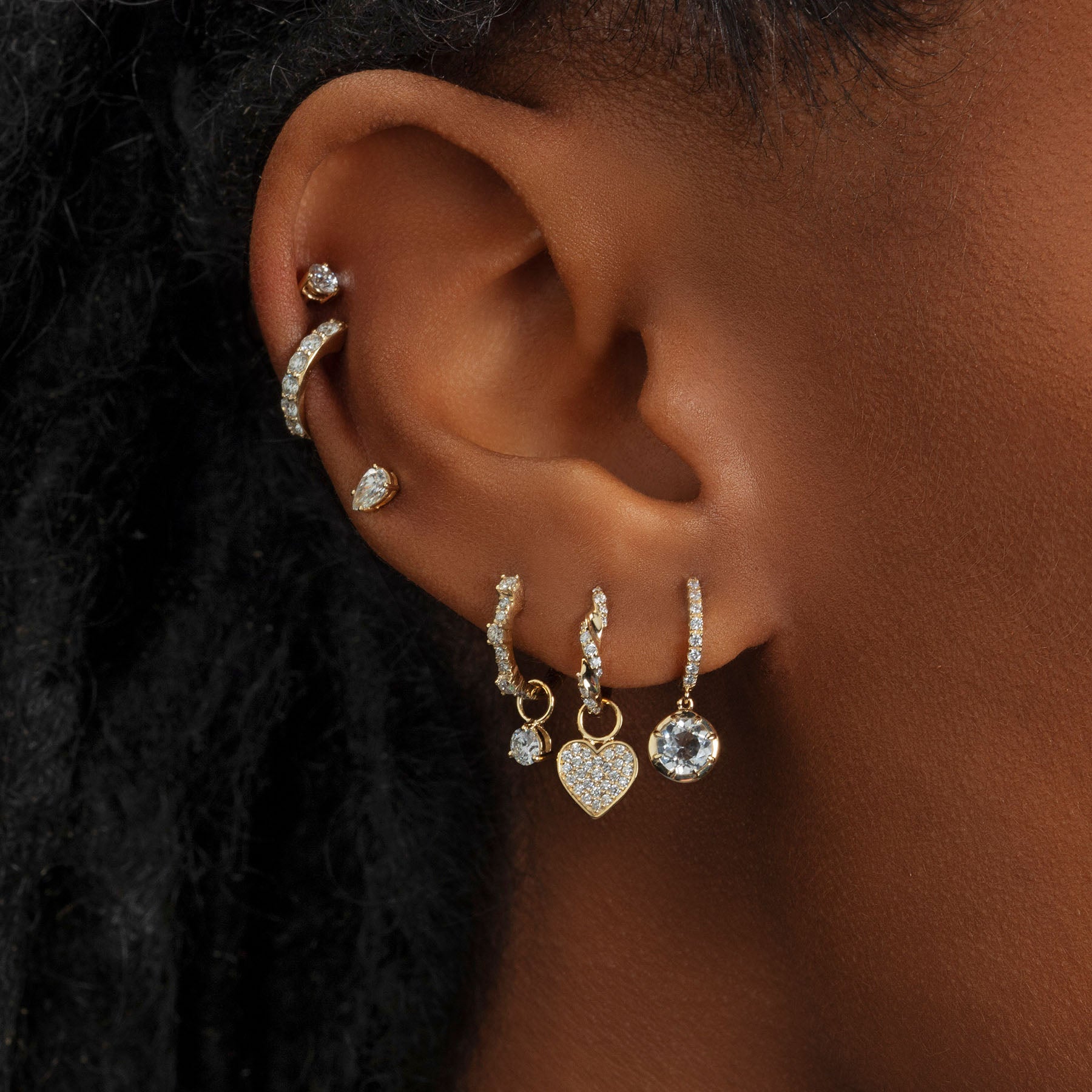 Charm Hoop Earrings Heart Charm Hoops