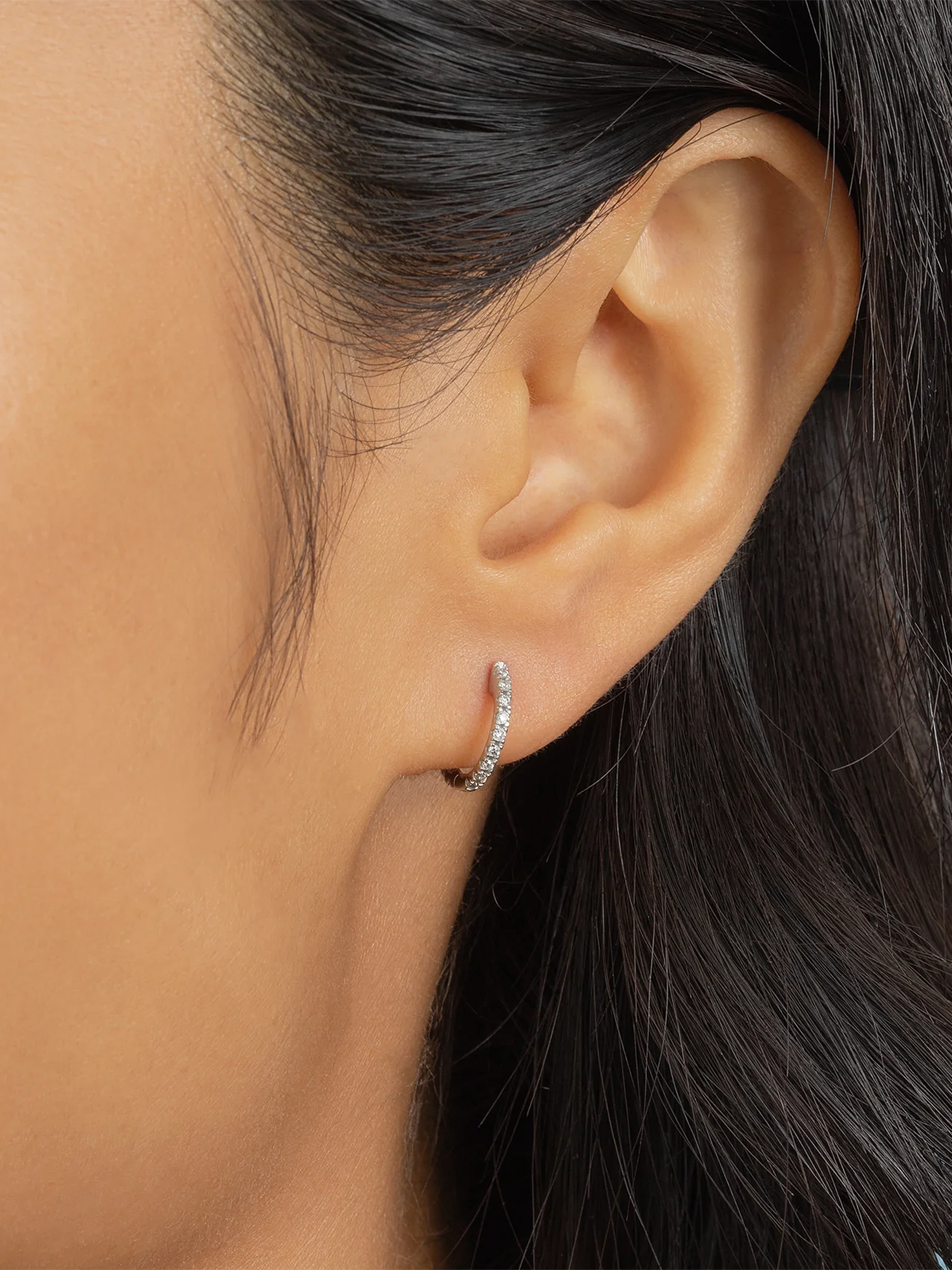 PRE ORDER The Large Huggie - White Diamond / 14k White Gold