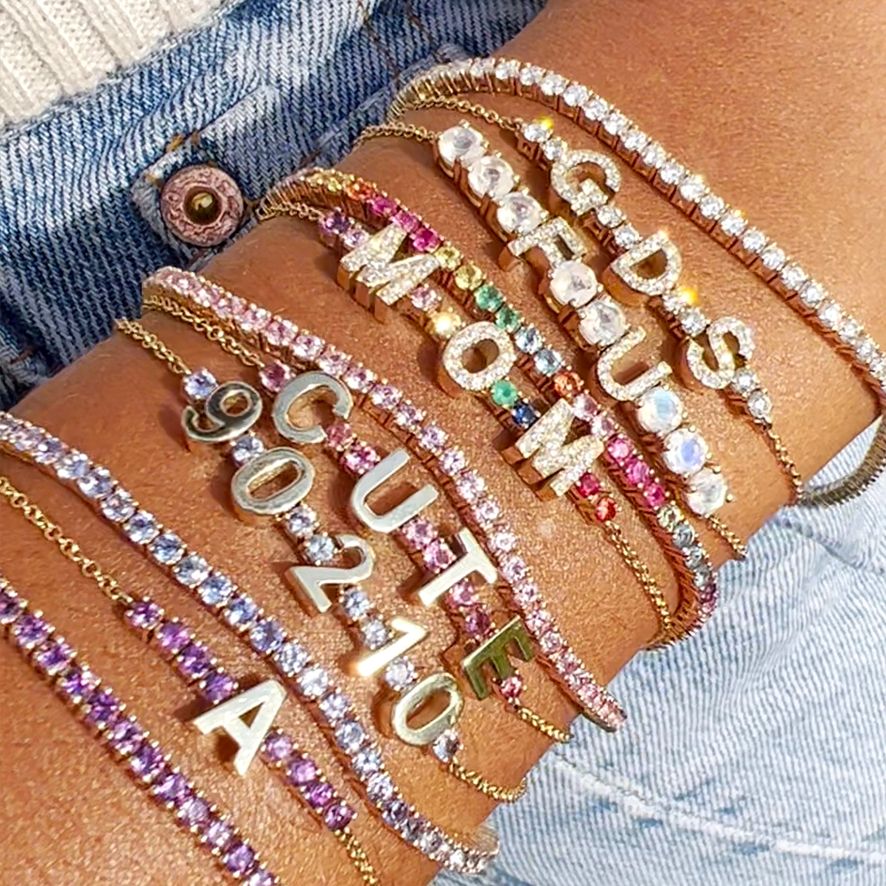 Mom Tennis Bracelet Mini Tennis Bracelet Moonstone 14k Yellow