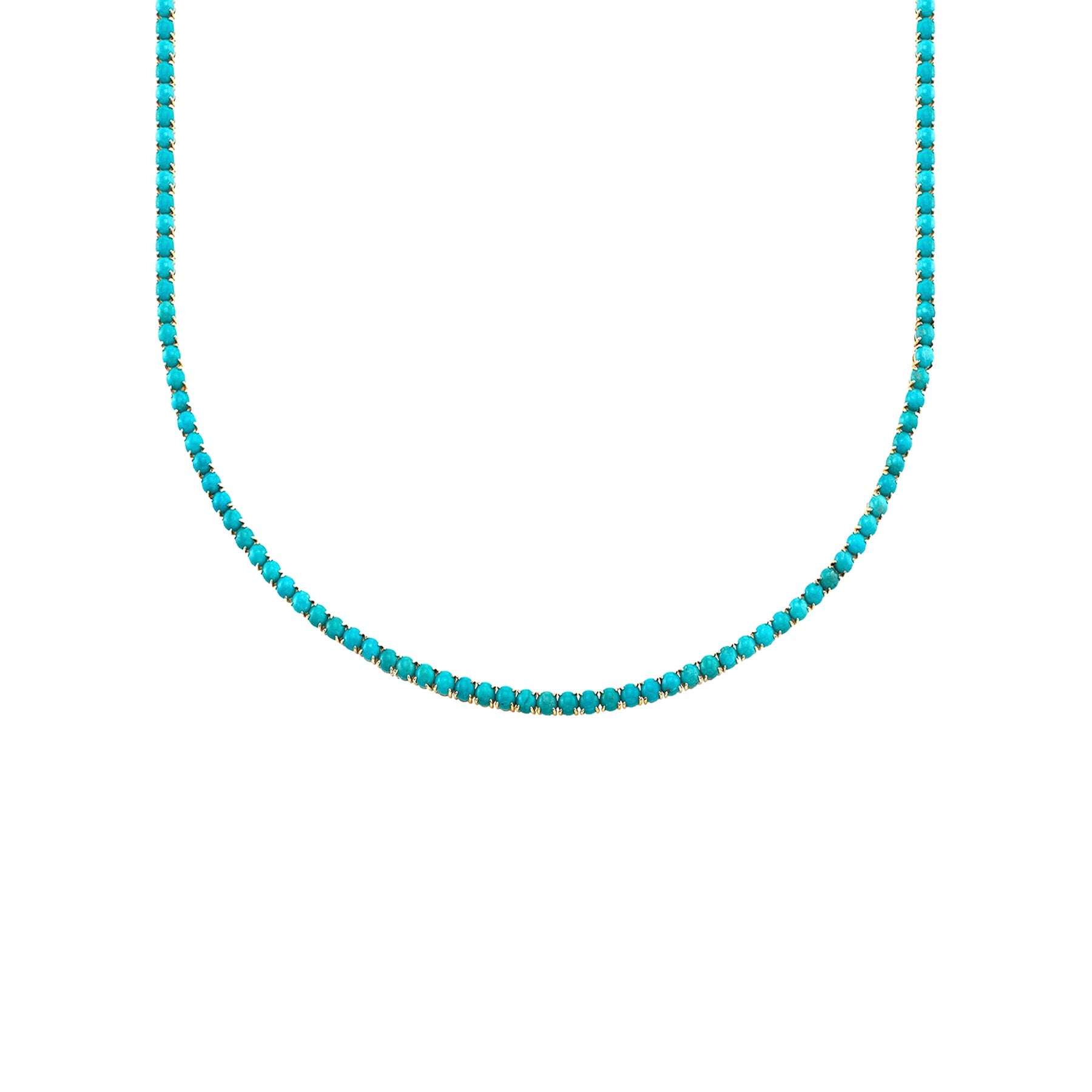 Perfect Personalized Collar Tennis Necklace Turquoise 14k Yellow G The Last Line