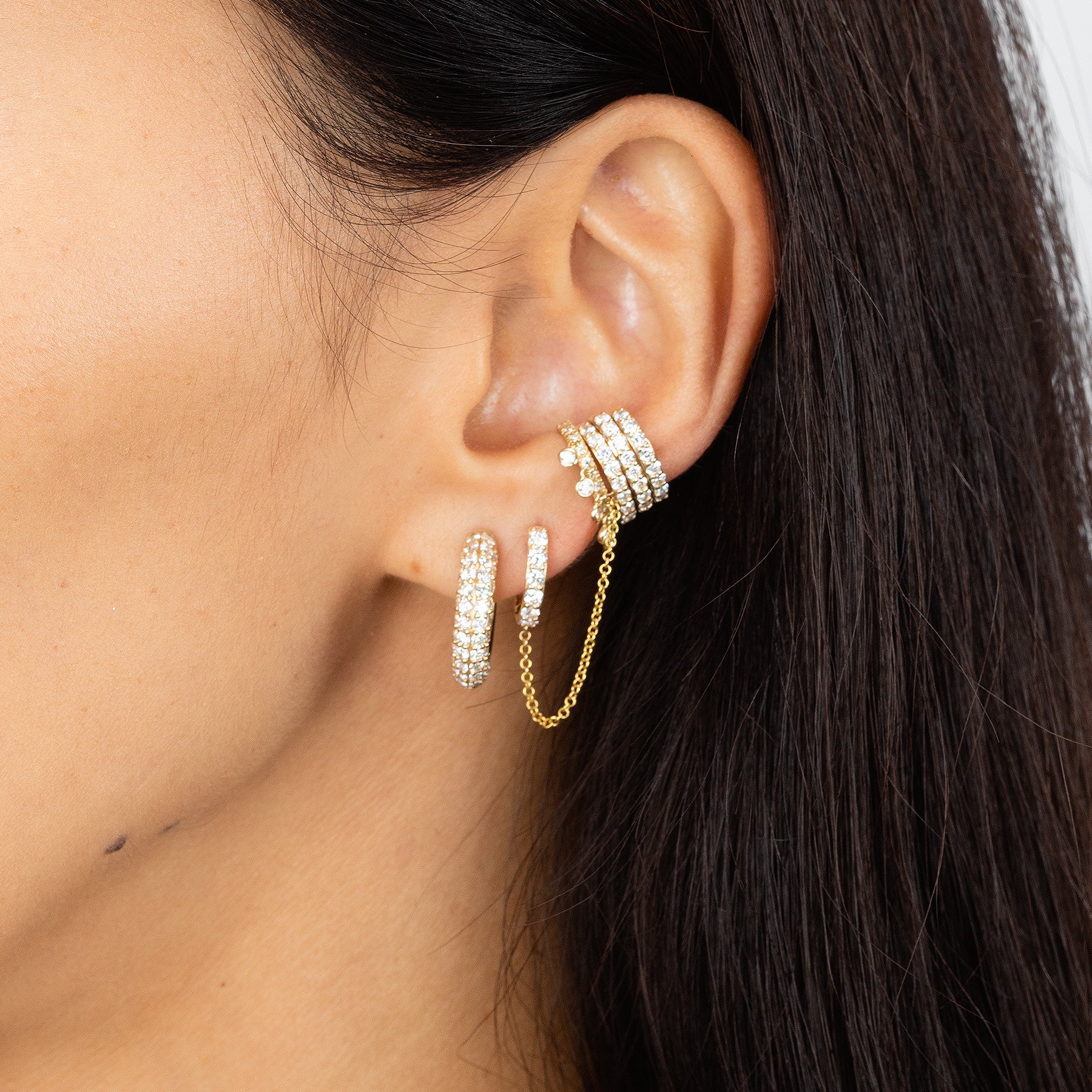 Perfect Ear Cuff White Diamond 14k Yellow Gold The Last Line