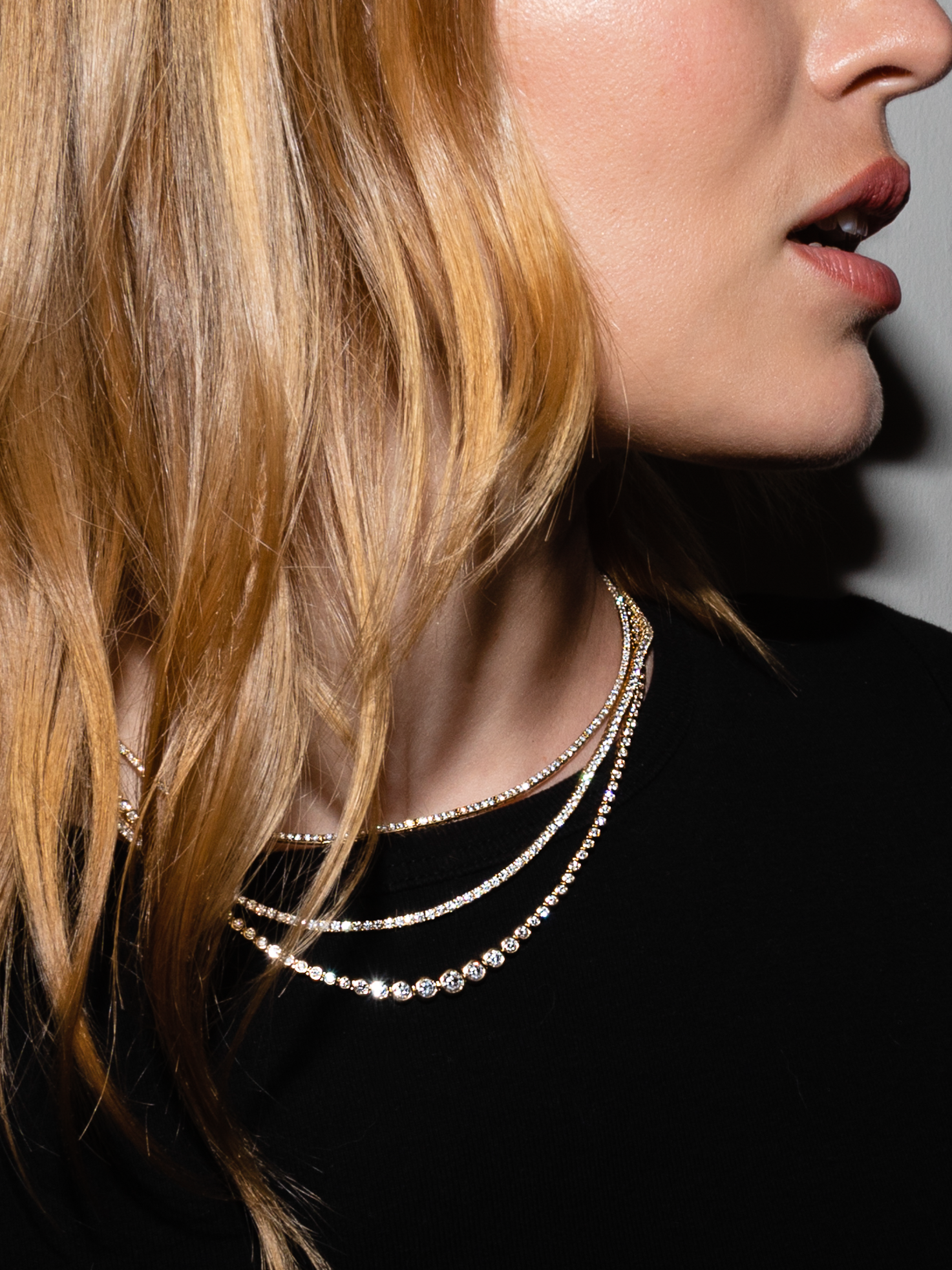 Perfect Eternity Necklace White Diamond 14k Yellow Gold