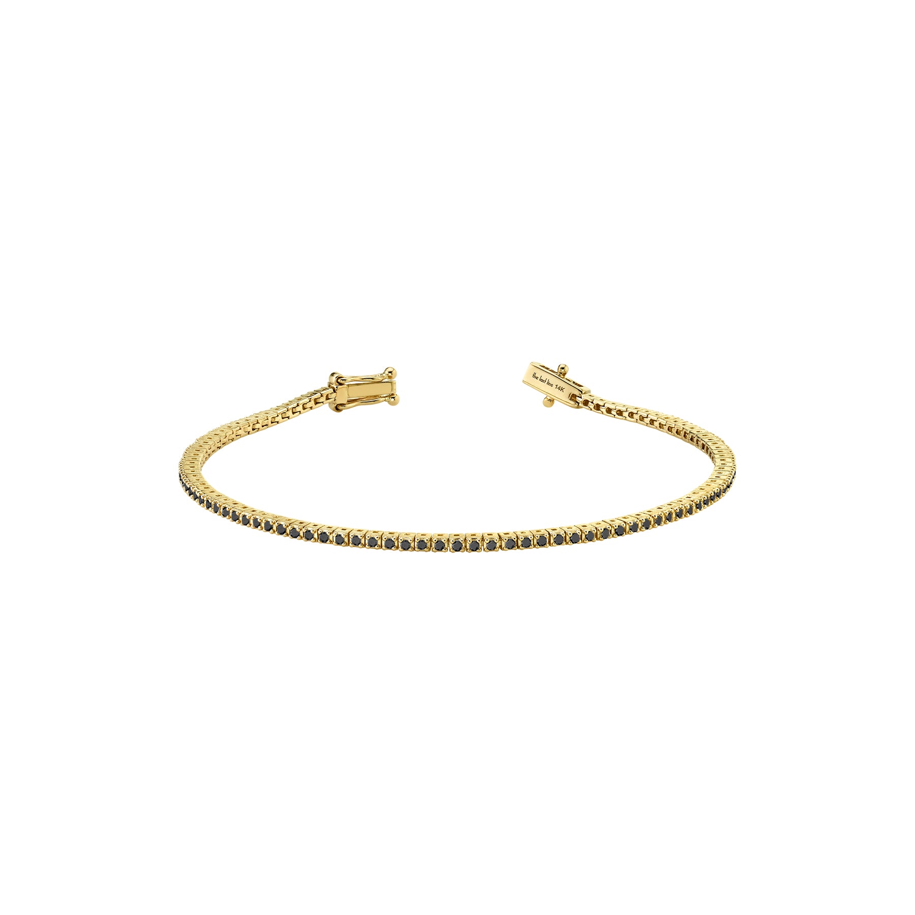 Petite Tennis Bracelet Black Diamond 14k Yellow Gold – The
