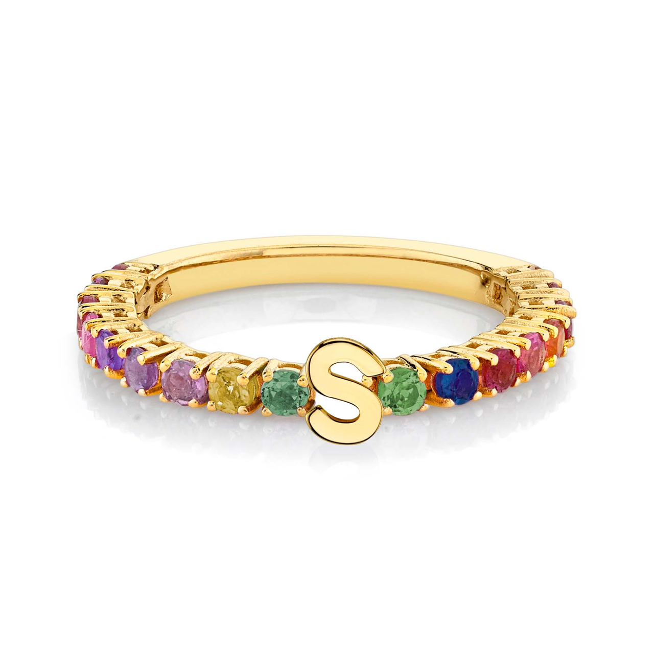 Personalized Tennis Ring - Rainbow / 14k Yellow Gold – The Last Line