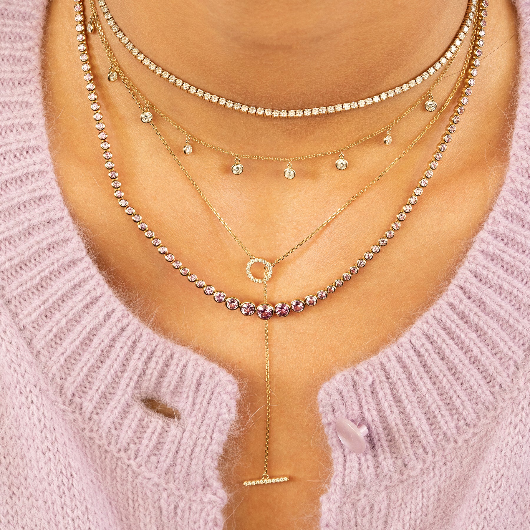 Riviera Necklace Pink Sapphire / 14k Yellow Gold The Last Line