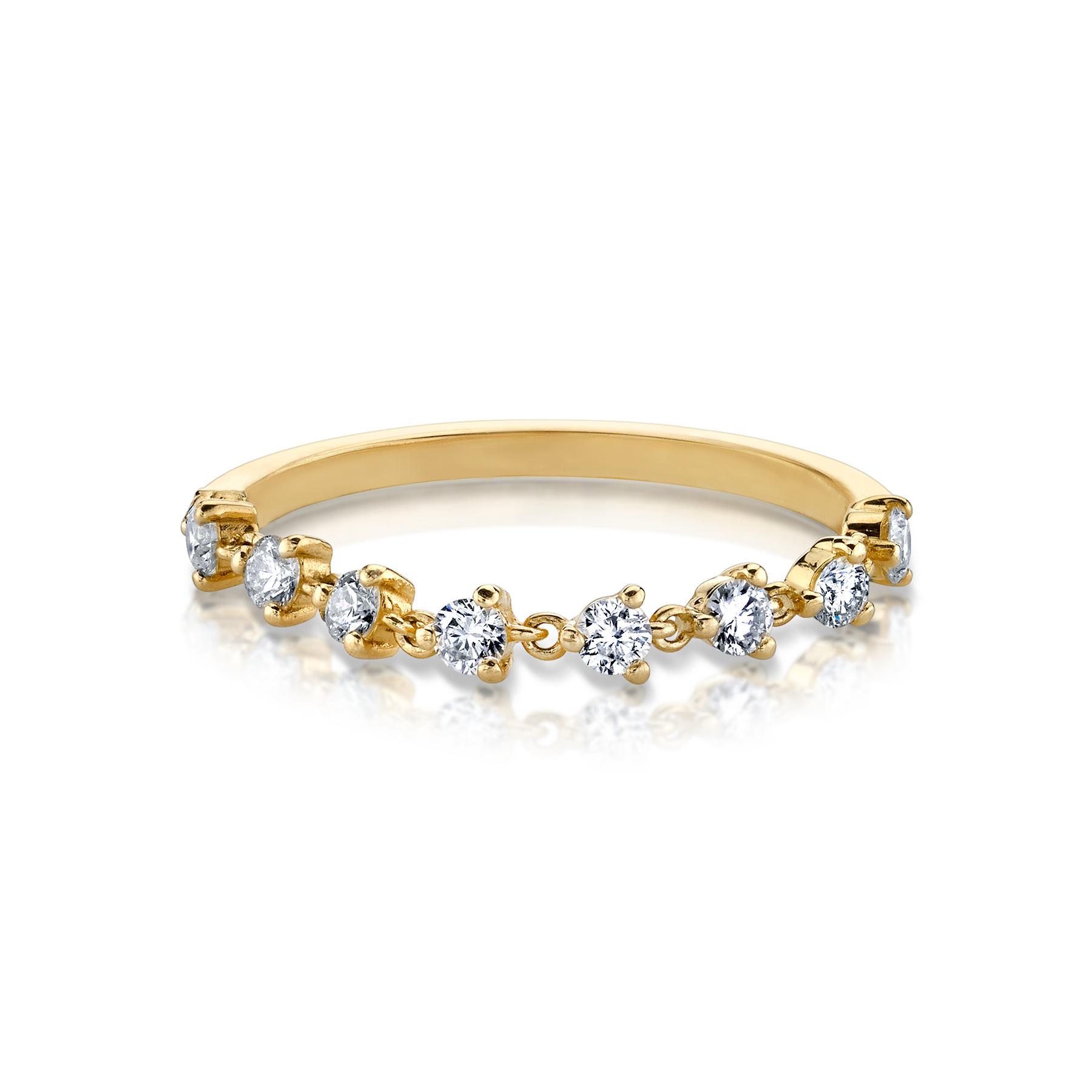 Tennis Chain Ring - White Diamond / 14k Yellow Gold – The