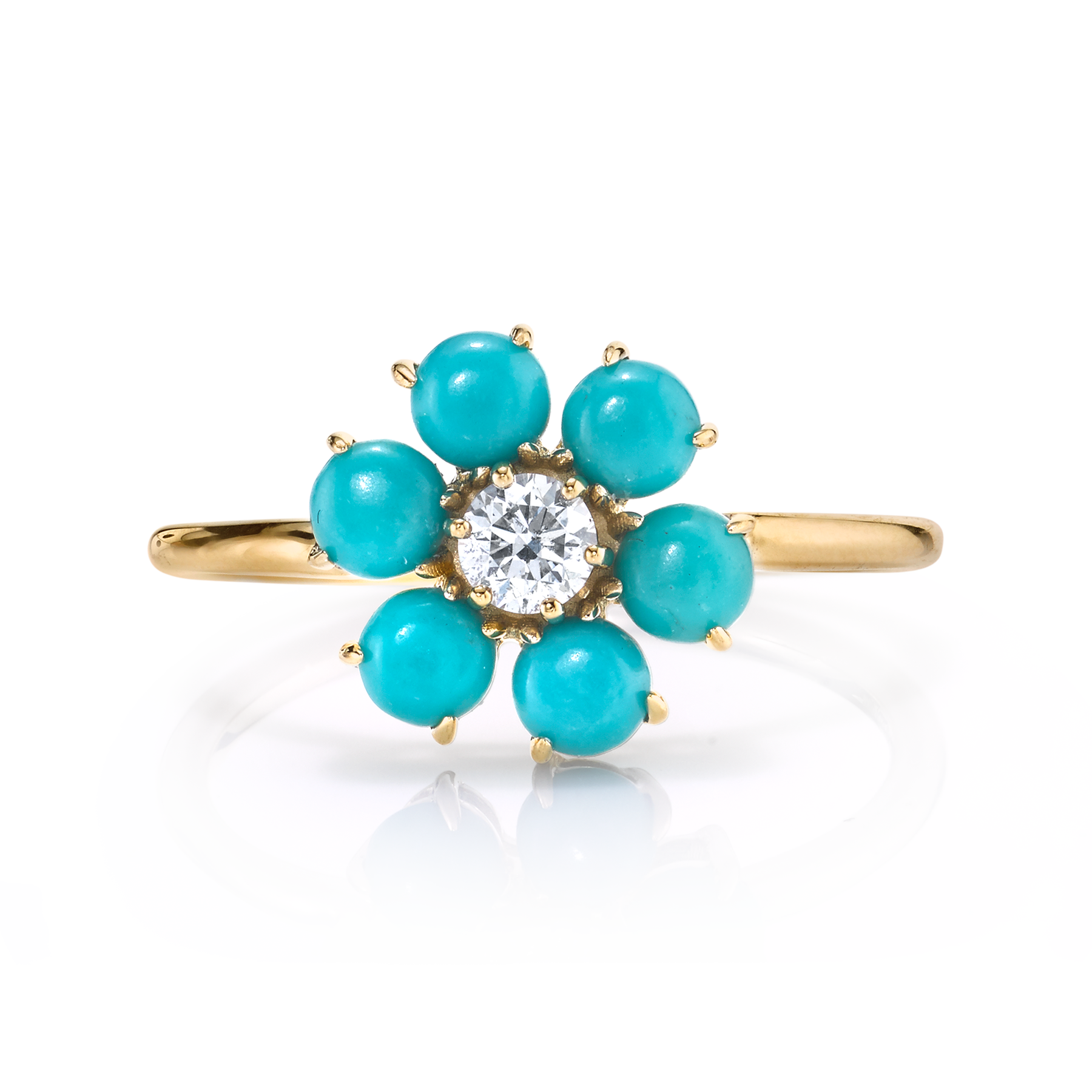 Teddy Flower Ring - Turquoise / 14k Yellow Gold – The Last Line