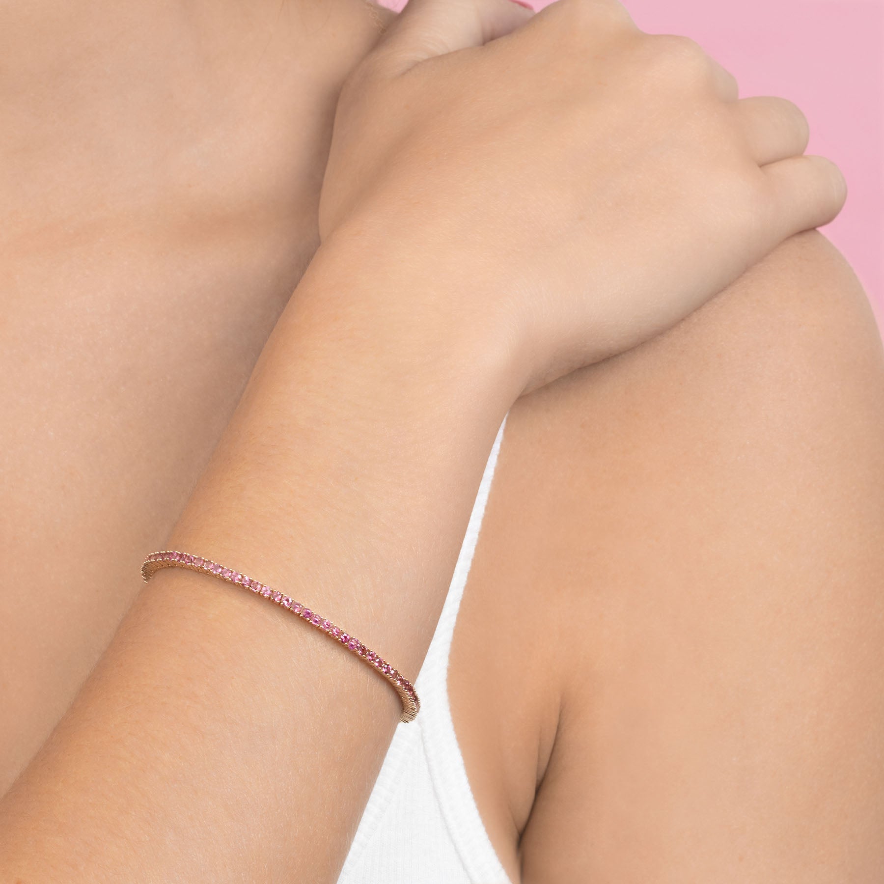 The Perfect Tennis Bracelet Pink Tourmaline 14k Yellow Gold The Last Line