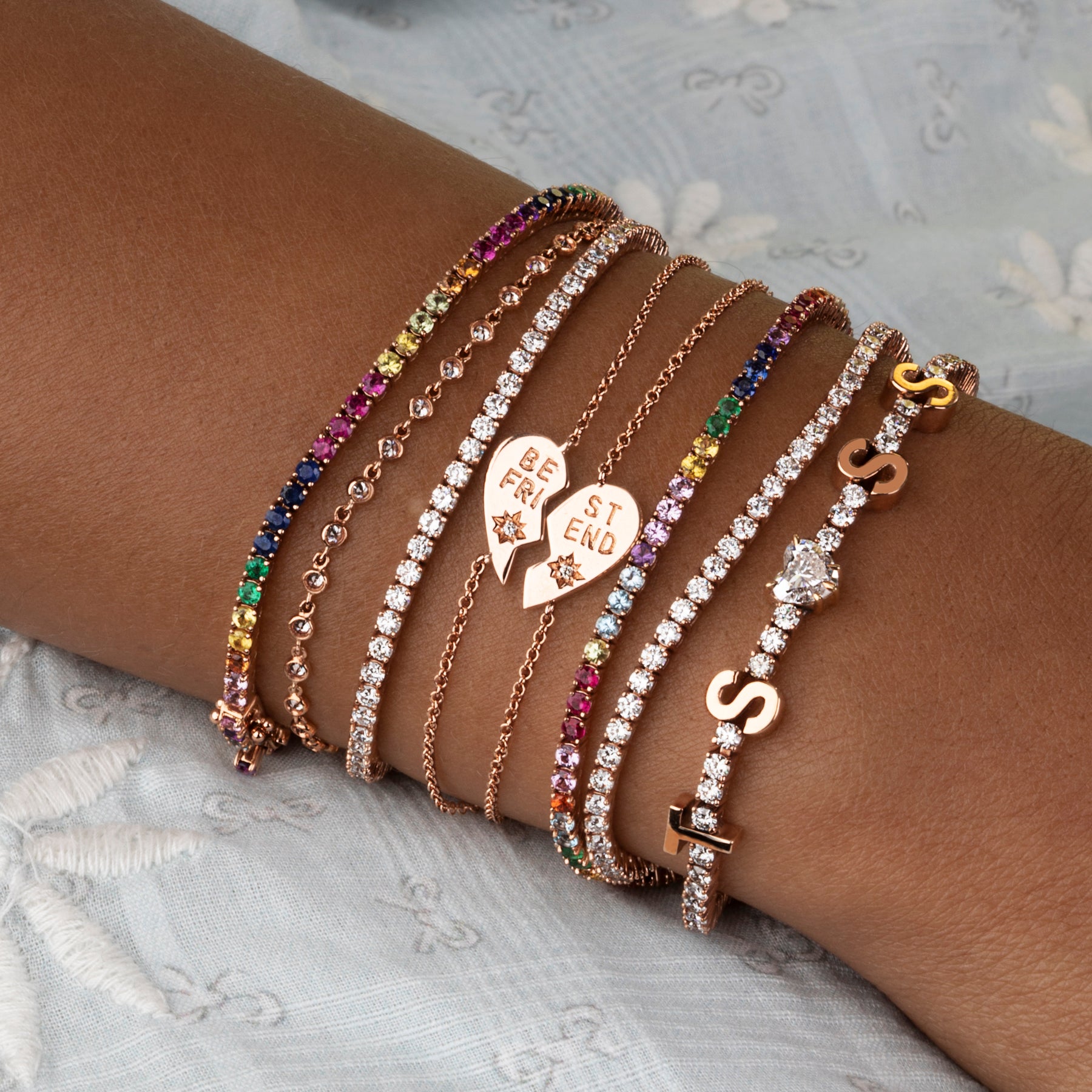 The Perfect Tennis Bracelet Rainbow 14k Rose Gold – The Last Line