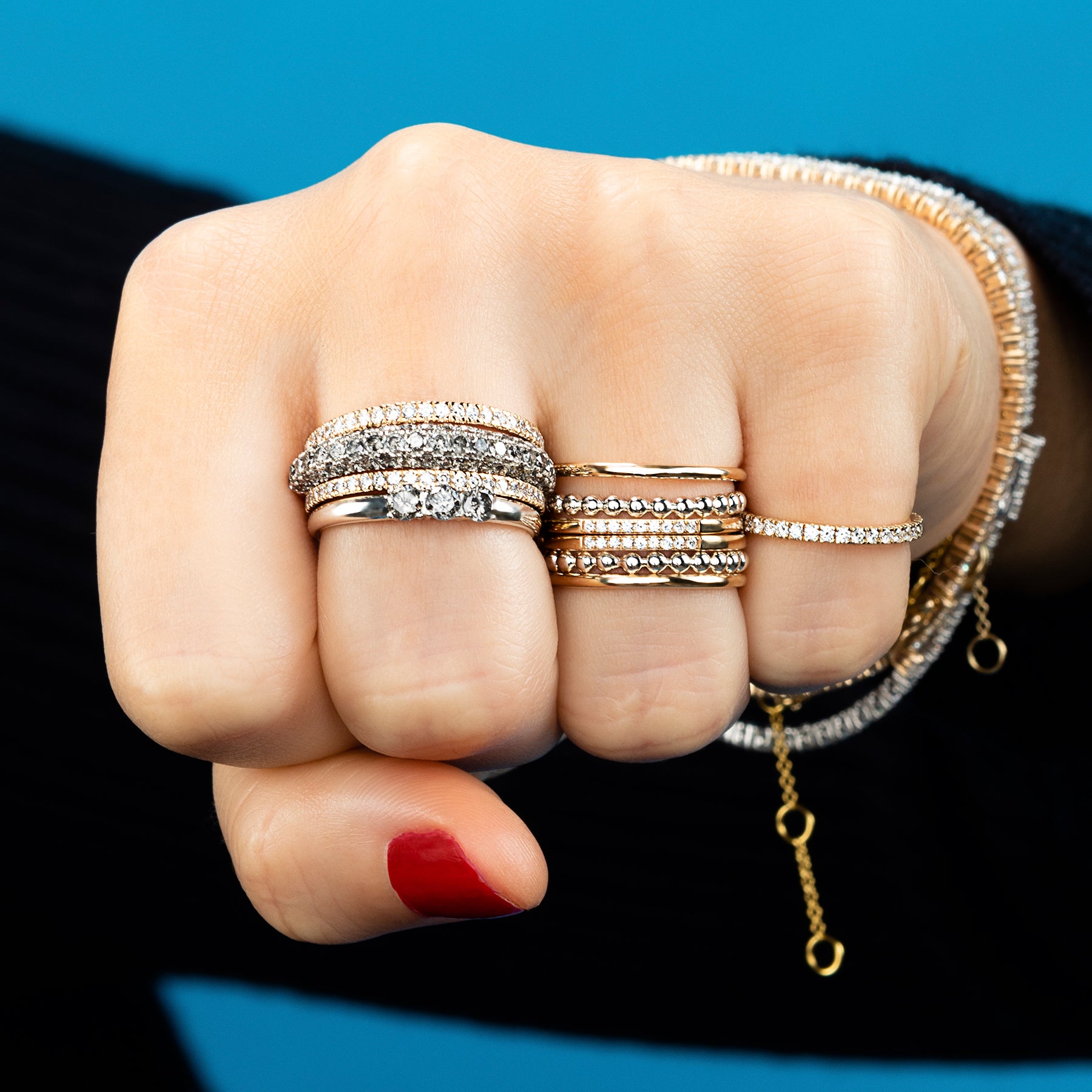 Ring Stack Thin Pandora Rings Weekender Ring Stack White Diamond