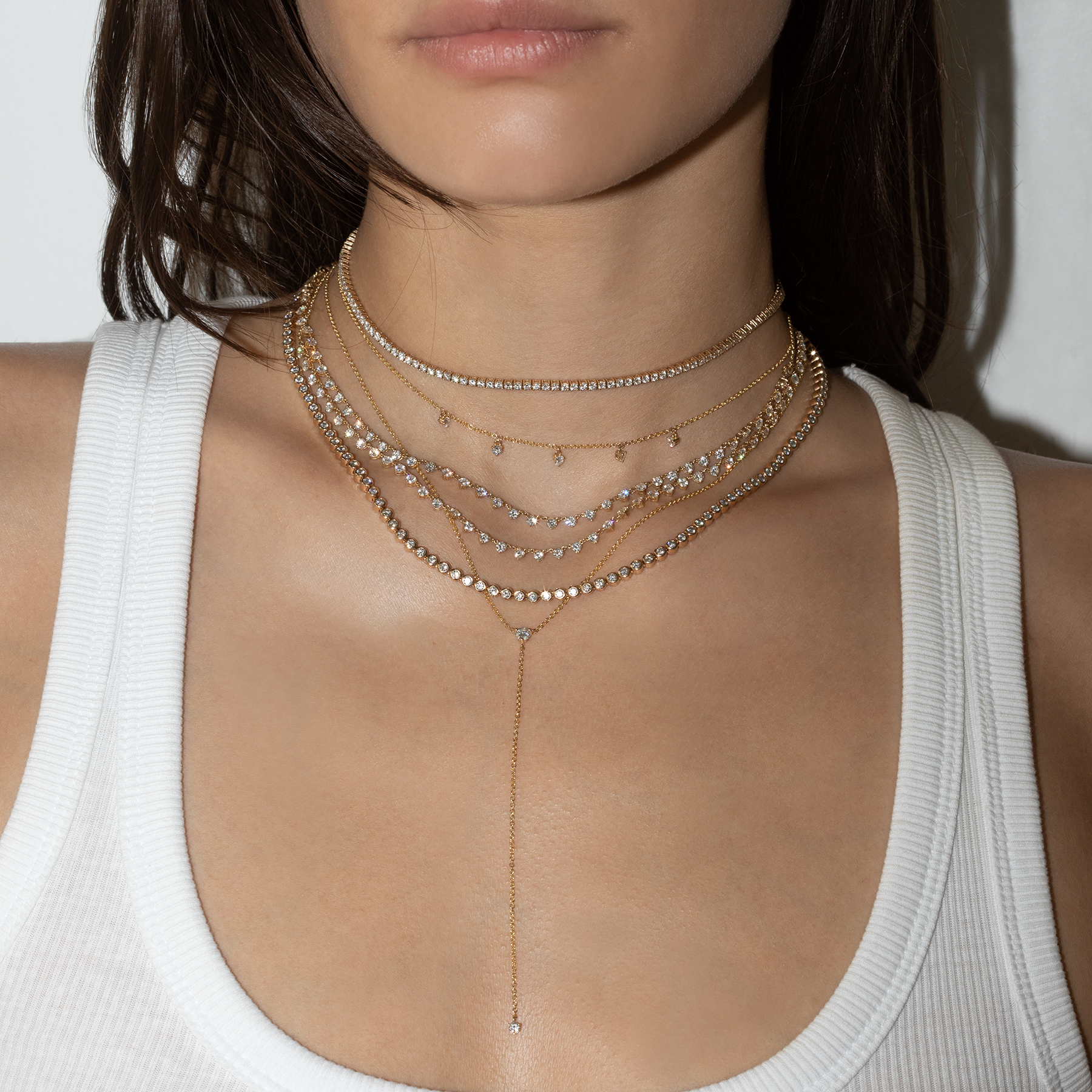 Lariat Necklace - White Diamond / 14k Yellow Gold – The Last