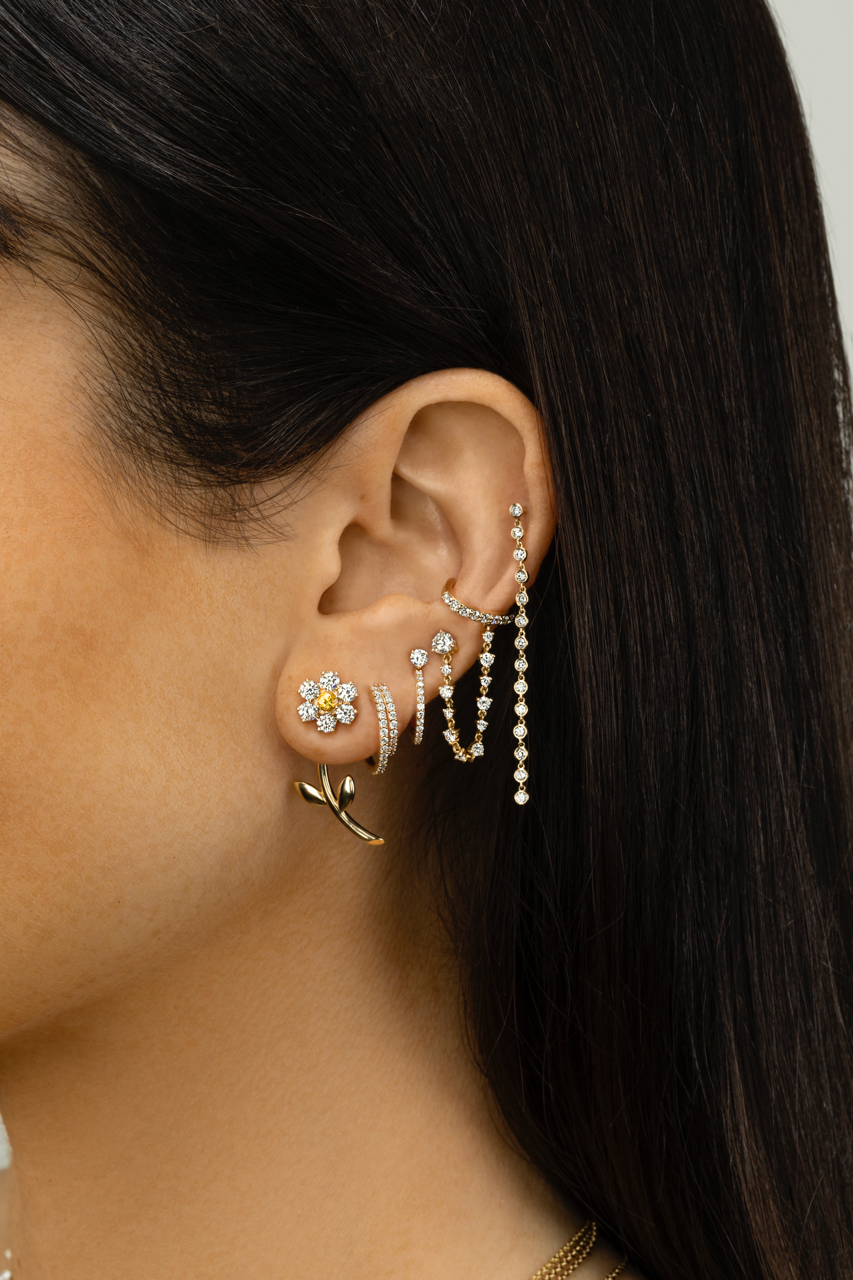 ピアス Double Line Pave Hoop Earrings #3126 Double Hoop Earrings, Double Pave Earring, Christmas Gift