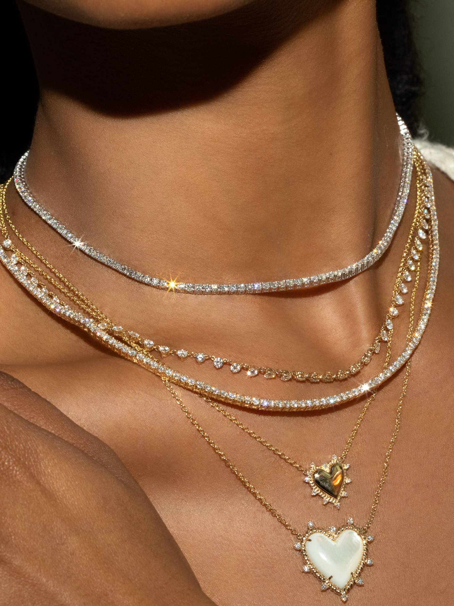 Perfect Collar Tennis Necklace - White Diamond / 14k White