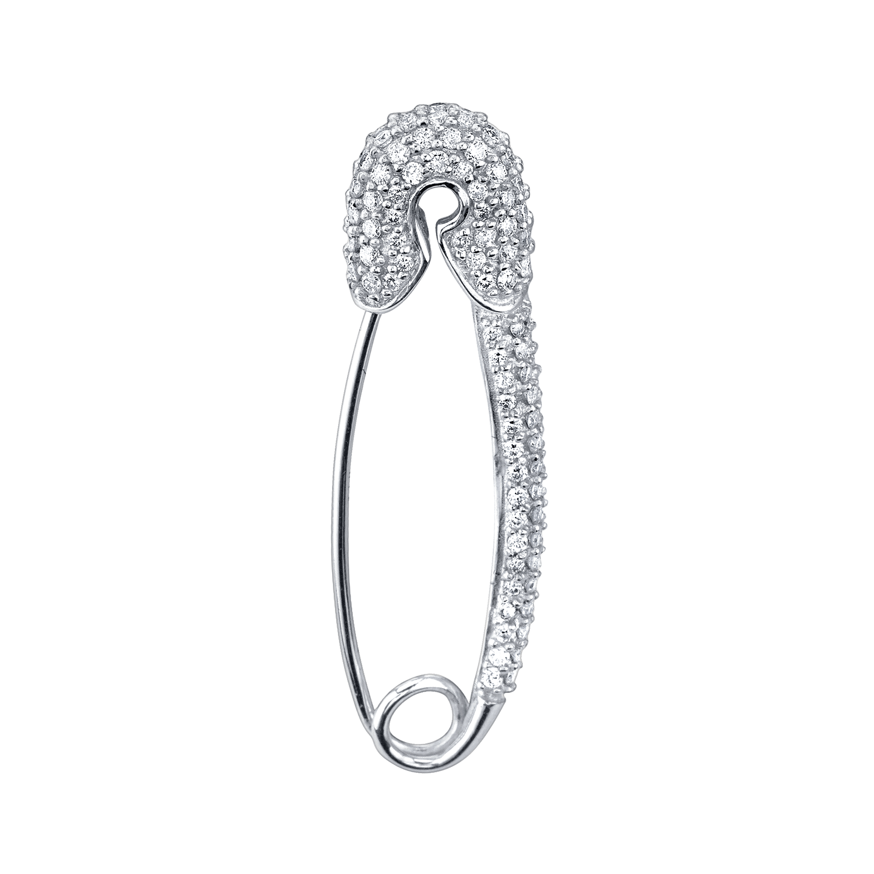 Safety Pin Earring White Diamond 14k White Gold The Last Line