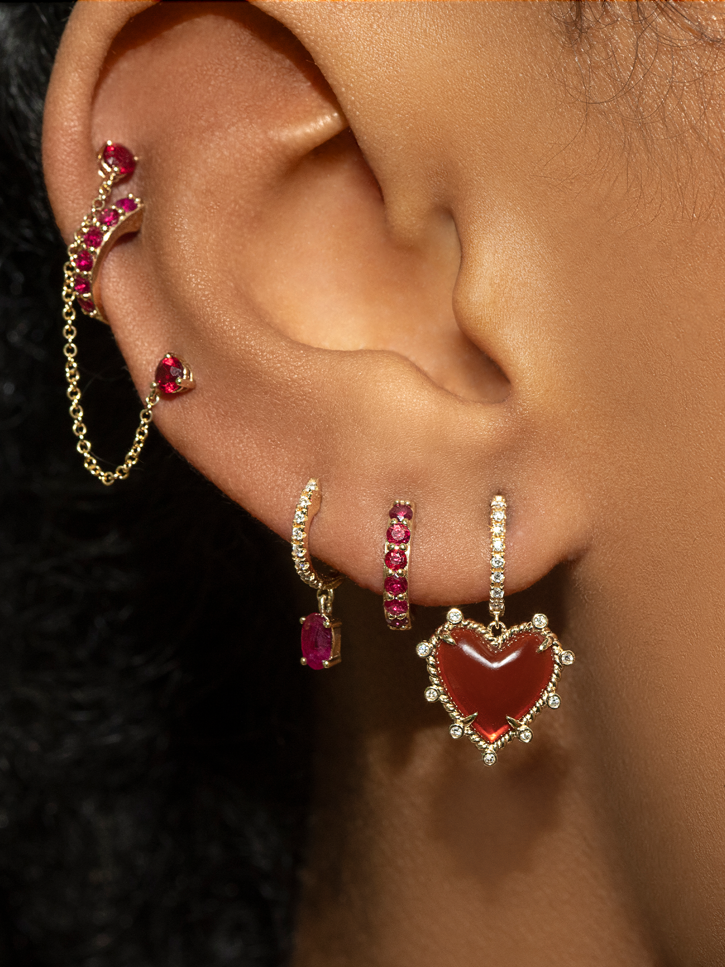 正規品♥threetimes♥Heart twist earrings PRE ORDER Heart Twist Earring - White Diamond and Carnelian