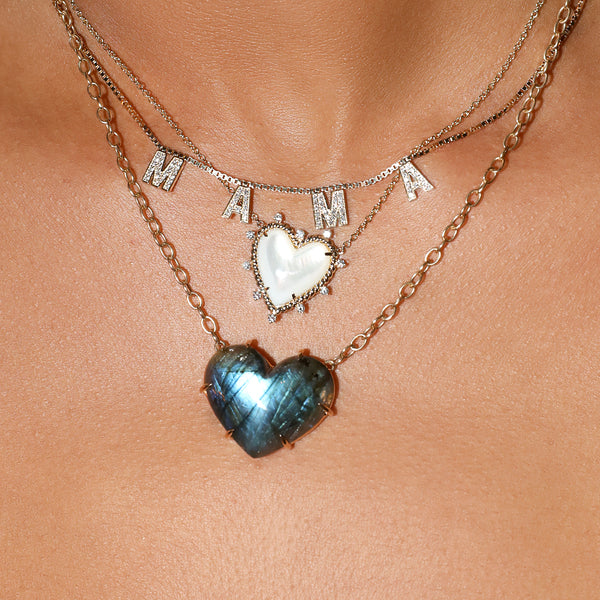 TATIANA☆Labradorite Heart Lock Pearl Long Necklace TATIANA】Labradorite Heart Lock Pearl Long Necklace_NZ1136